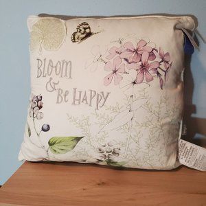 Hallmark - Bloom & Be Happy Throw Pillow w/ Matching Zip Pouch - NWT